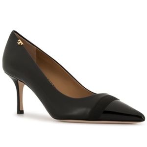 Tory Burch Penelope Leather Cap Toe Pumps Logo